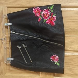 H&M Embroidered Faux Leather Mini